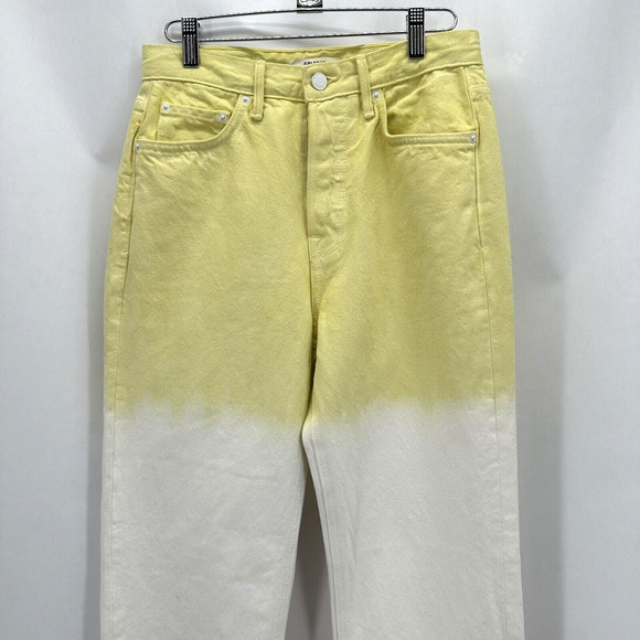 GRLFRND Mica Crop Straight Jeans Size 26 Raw Hem Pink Crush Dip Dyed Preppy Boho - Picture 6 of 11